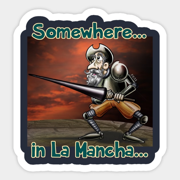 Somewhere in La Mancha Sticker by CIZDIBUJOS